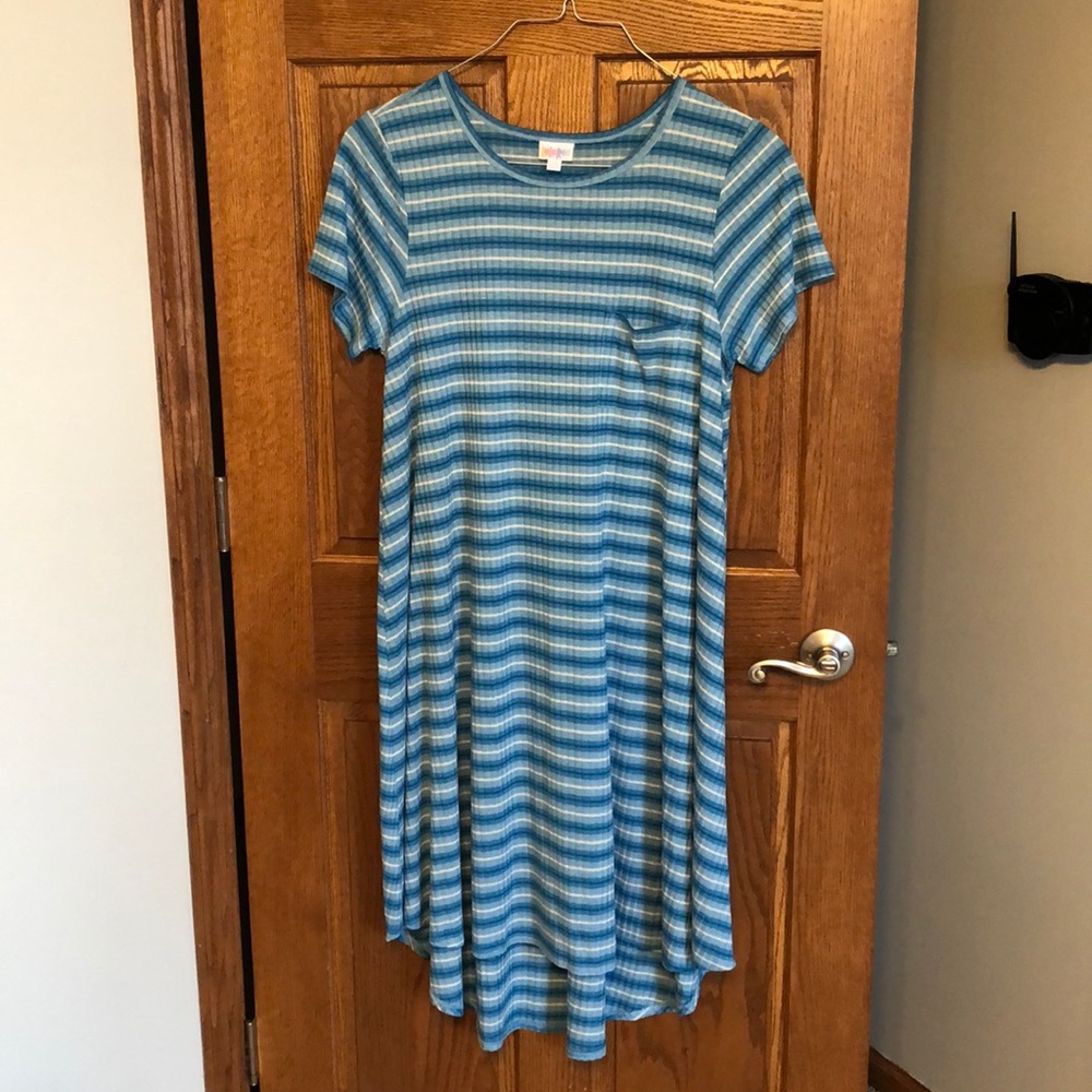 Lularoe Blue Stripe Carly Dress NWOT
